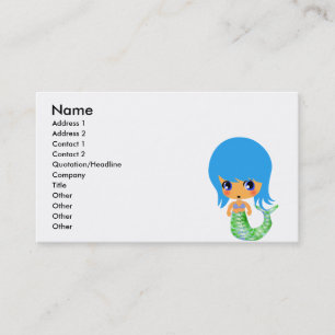 Tarjeta De Visita mermaid mágica chibi cabello azul