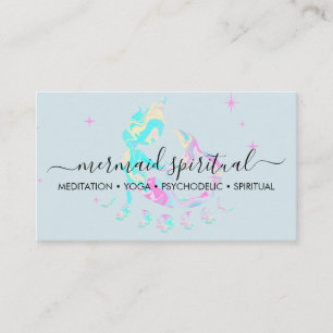 Tarjeta De Visita Mermaid mármol azul luna espiritual zodiaco