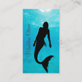 Tarjeta De Visita Mermaid Silhouette Blue Ocean QR Code Profesional