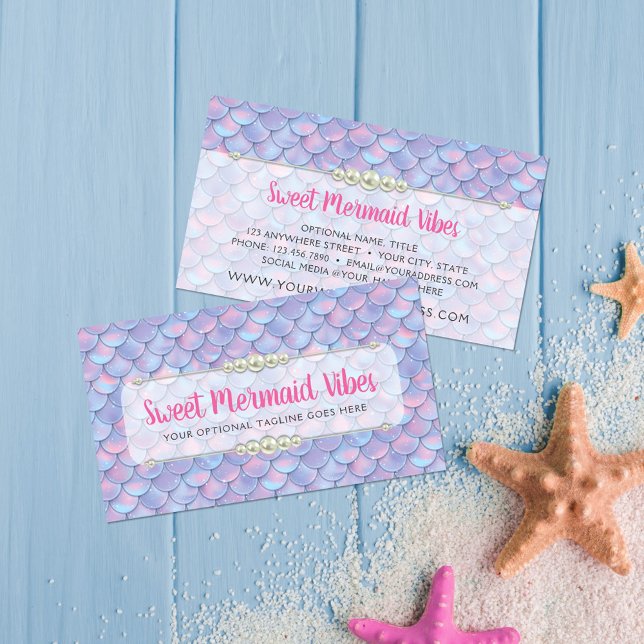 Tarjeta De Visita Mermaid Tail Scale & Pearl Pastel Sparkle Boutique (Subido por el creador)