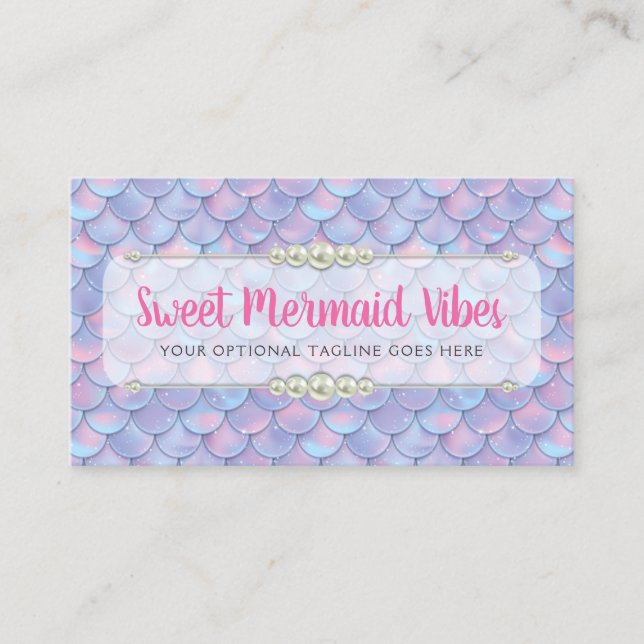 Tarjeta De Visita Mermaid Tail Scale & Pearl Pastel Sparkle Boutique (Anverso)