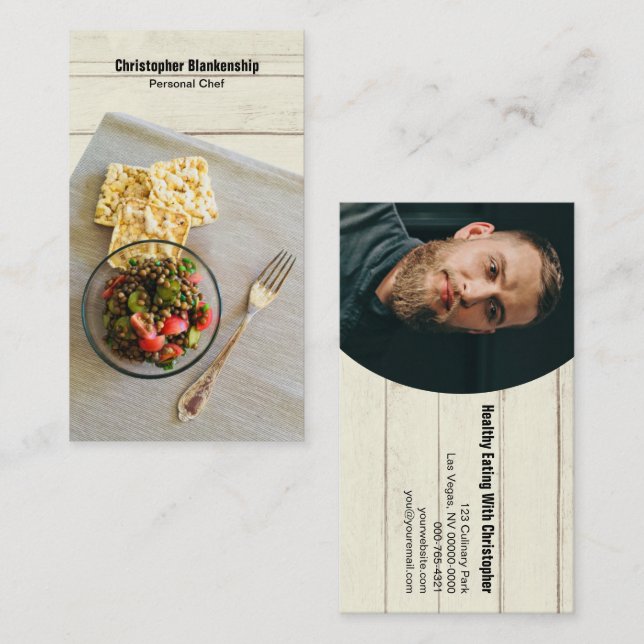 Tarjeta De Visita Mesa de comidas Fijando la foto del Personalizado  (Anverso / Reverso)