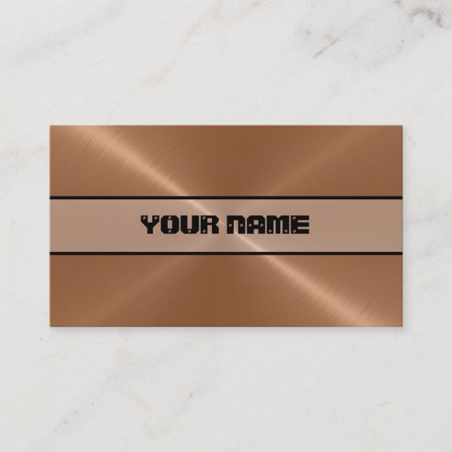 Tarjeta De Visita Metal brillante de cobre del acero inoxidable (Anverso)