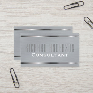 Tarjeta De Visita Metal cepillado gris profesional elegante moderno