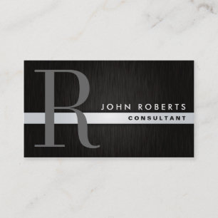 Tarjeta De Visita Metal cepillado moderno elegante del monograma