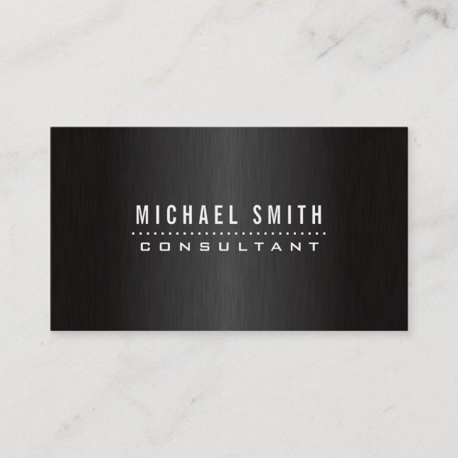 Tarjeta De Visita Metal cepillado negro elegante profesional moderno (Anverso)