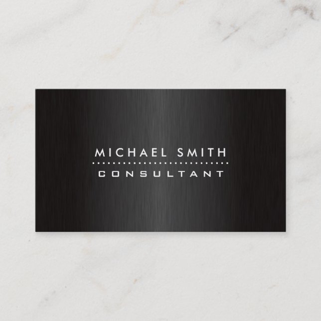 Tarjeta De Visita Metal cepillado negro moderno elegante profesional (Anverso)
