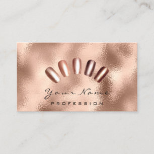 Tarjeta De Visita Metal color de rosa flaco de la manicura del oro