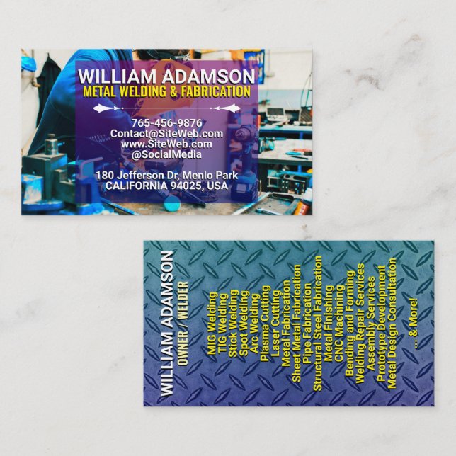 Tarjeta De Visita (Metal Contractor Services) Fabrication & Welding (Anverso / Reverso)