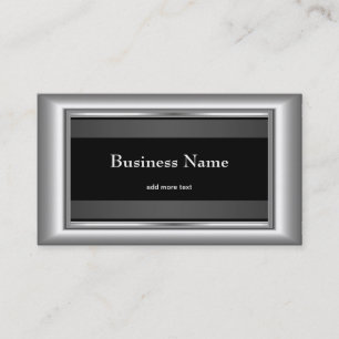 Tarjeta De Visita Metal Cromo Elegante Estilo Negro y Blanco Plata