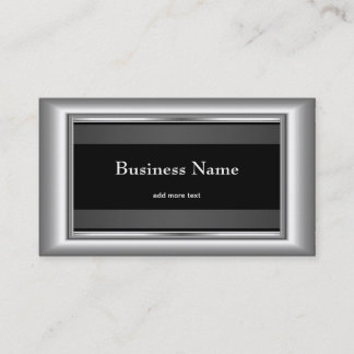 Tarjeta De Visita Metal Cromo Elegante Estilo Negro y Blanco Plata