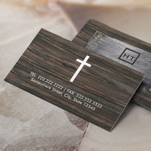 Tarjeta De Visita Metal de las iniciales del monograma y cruz de