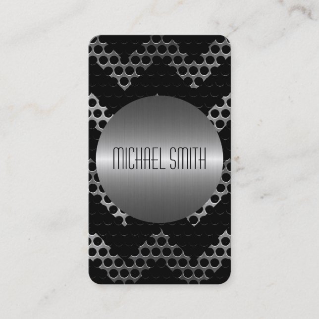 Tarjeta De Visita Metal de plata 3 del acero inoxidable (Anverso)