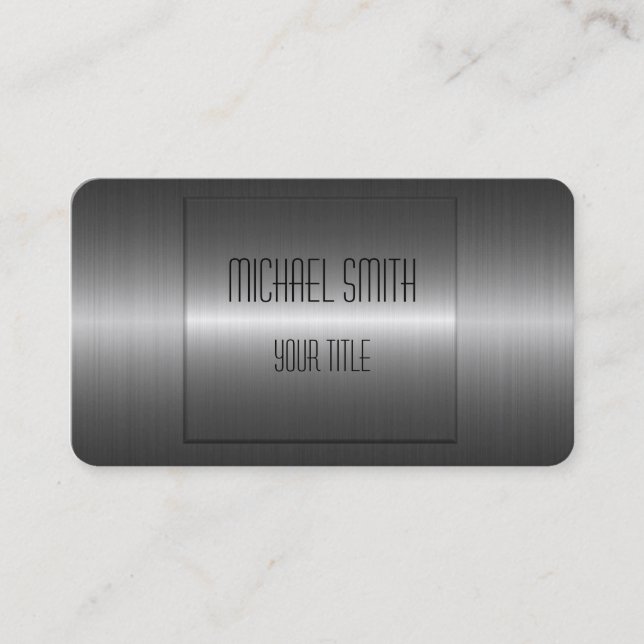 Tarjeta De Visita Metal de plata gris del acero inoxidable (Anverso)