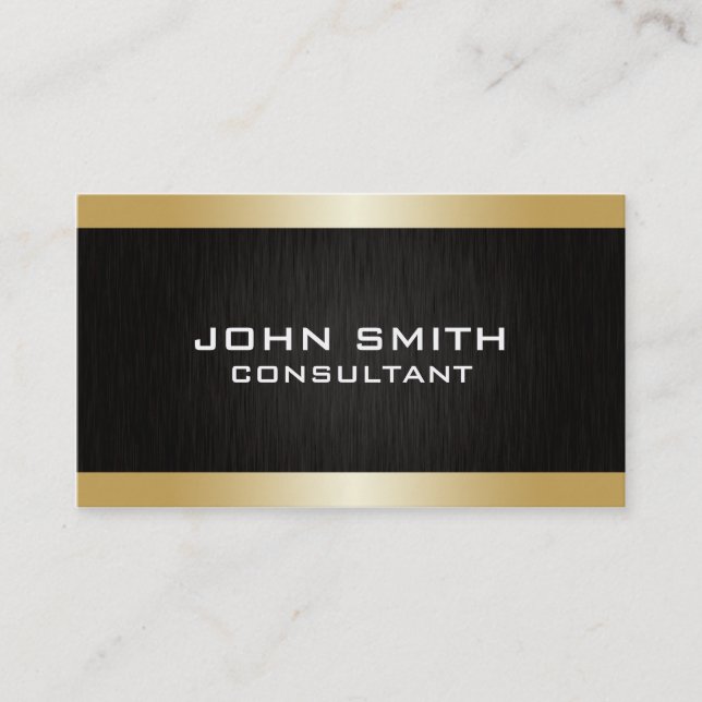Tarjeta De Visita Metal llano moderno elegante profesional del negro (Anverso)