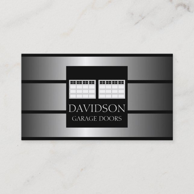 Tarjeta De Visita Metal metálico de Garage Door Company (Anverso)