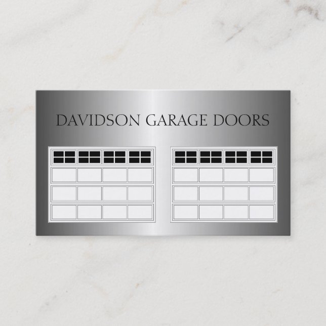Tarjeta De Visita Metal metálico de Garage Door Company (Anverso)