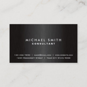Tarjeta De Visita Metal moderno negro llano elegante profesional