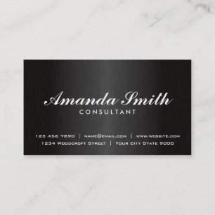 Tarjeta De Visita Metal moderno negro llano profesional elegante