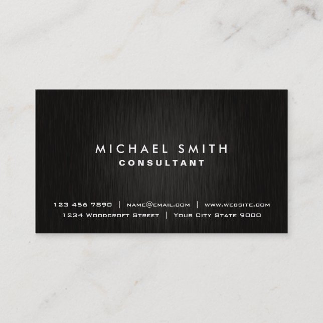 Tarjeta De Visita Metal moderno negro llano profesional elegante (Anverso)