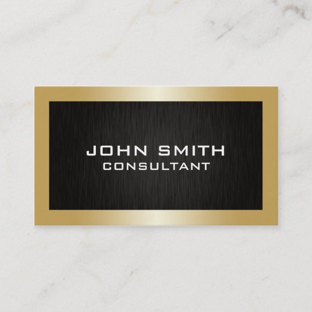 Tarjeta De Visita Metal negro llano moderno del oro elegante (Anverso)