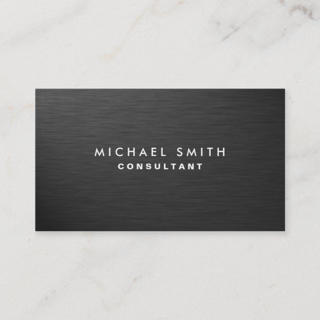 Tarjeta De Visita Metal negro llano moderno elegante profesional (Anverso)
