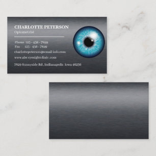 Tarjeta De Visita Metal negro moderno y optometrista de ojos