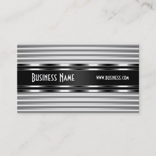 Tarjeta de visita metal plata negro blanco (Anverso)