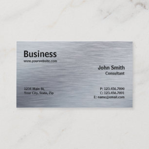 Tarjeta De Visita Metal plateado llano moderno elegante profesional