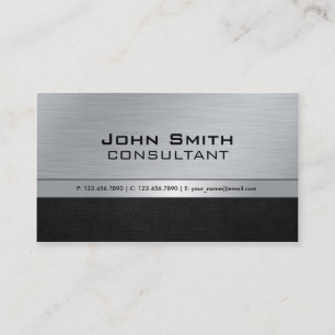 Tarjeta De Visita Metal plateado negro moderno elegante profesional