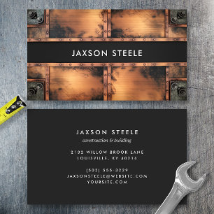 Tarjeta De Visita Metal Roscado Industrial de Cobre Rústico