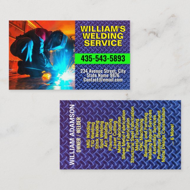 Tarjeta De Visita Metal Work Services | Metal Fabrication & Welding (Anverso / Reverso)
