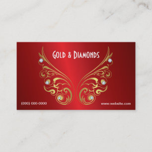 Tarjeta de visita metálica roja del oro y de los