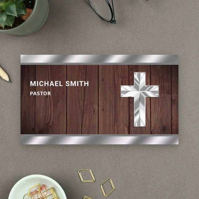 Tarjeta De Visita Metálico de Madera Rusa Jesucristo Pastor Cruzado (Subido por el creador)