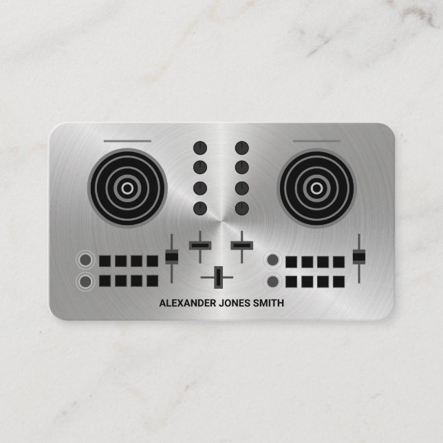Tarjeta De Visita Metálico Faux DJ (Anverso)