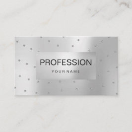 Tarjeta De Visita Metálico Gris Plateado Resumen Cristales Swarovski