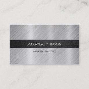 Tarjeta De Visita Metálico negro y de plata elegante