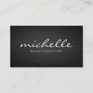 Tarjeta De Visita Metálico oscuro minimalista   Texto cursivo
