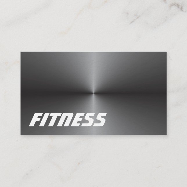 Tarjeta De Visita Metálico Plata Gris Fitness Sport Trendy (Anverso)