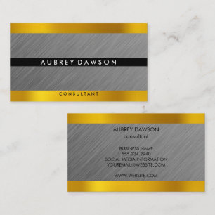 Tarjeta De Visita Metálico plateado dorado