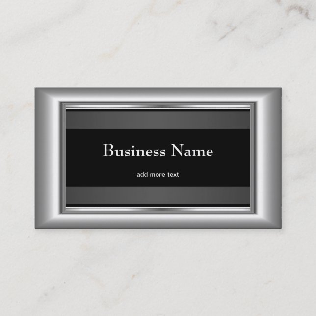 Tarjeta De Visita Metalizado cromado elegante estilo negro y blanco  (Anverso)