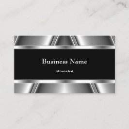 Tarjeta De Visita Metalizado cromado elegante estilo negro y blanco 