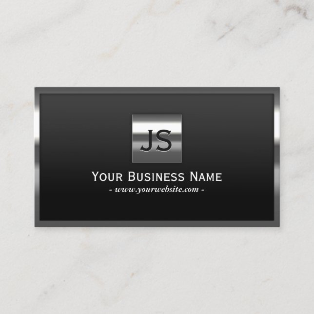 Tarjeta De Visita Metalizado monograma elegante profesional oscuro (Anverso)