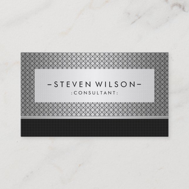 Tarjeta De Visita Metalizado profesional moderno elegante negro (Anverso)