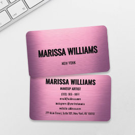 Tarjeta de visita Metalizado rosa cepillada modern
