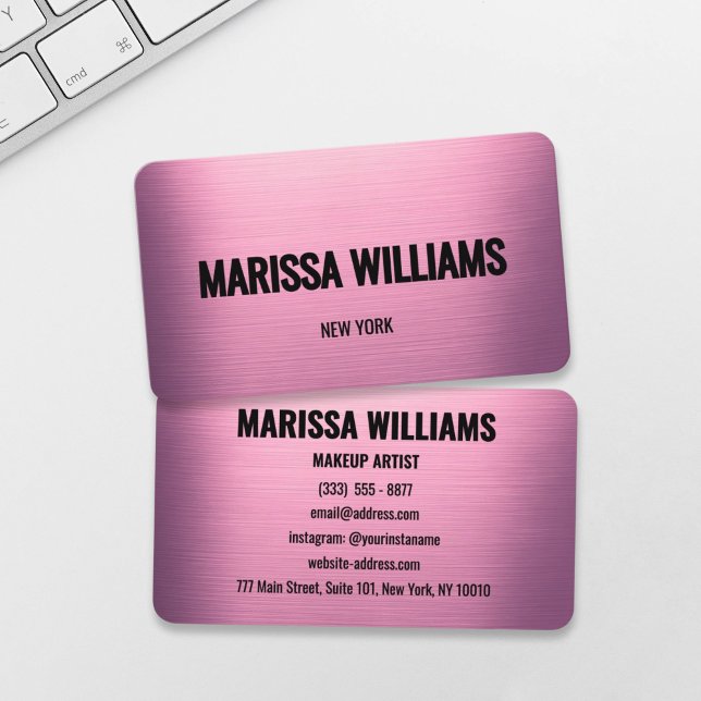 Tarjeta de visita Metalizado rosa cepillada modern (Subido por el creador)