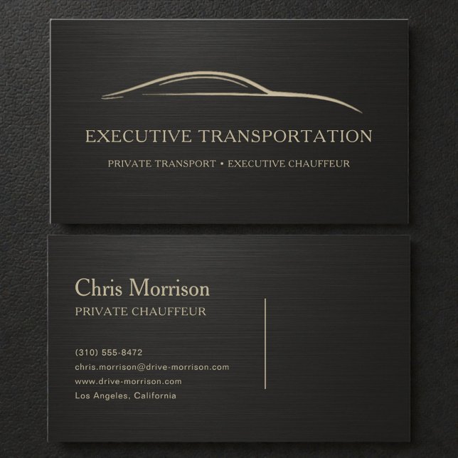 Tarjeta De Visita Metallic Executive Transport Black & Gold (Subido por el creador)