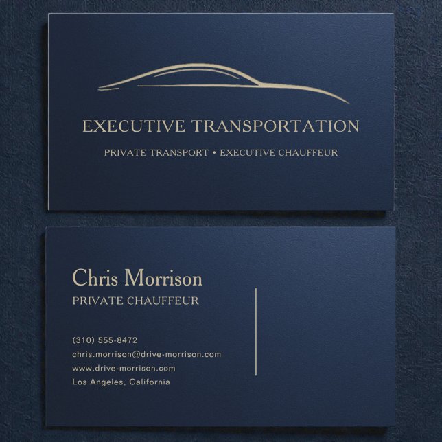 Tarjeta De Visita Metallic Luxury Executive Transport Navy Blue (Subido por el creador)
