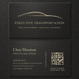 Tarjeta De Visita Metallic Transport Car QR Code Black & Gold