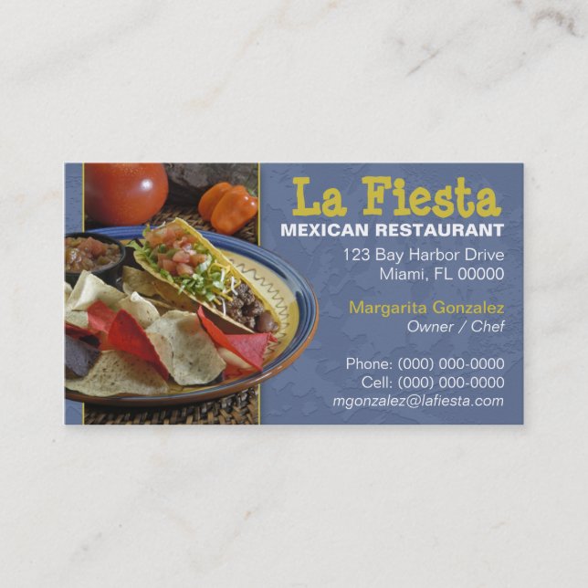 Tarjeta de visita mexicana de restaurante (Anverso)